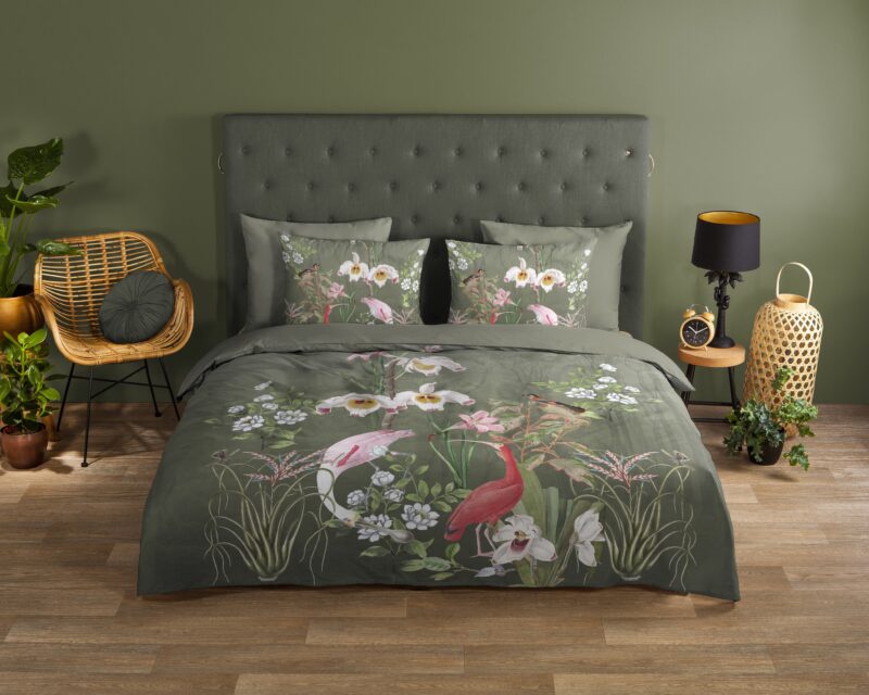 Good Morning Katoenen dekbedovertrek  "Lesli" - Groen