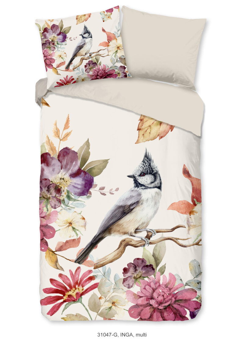 Good Morning Dekbedovertrek "bloemen en vogels" - Multi - (140x200/220 cm) - Katoen
