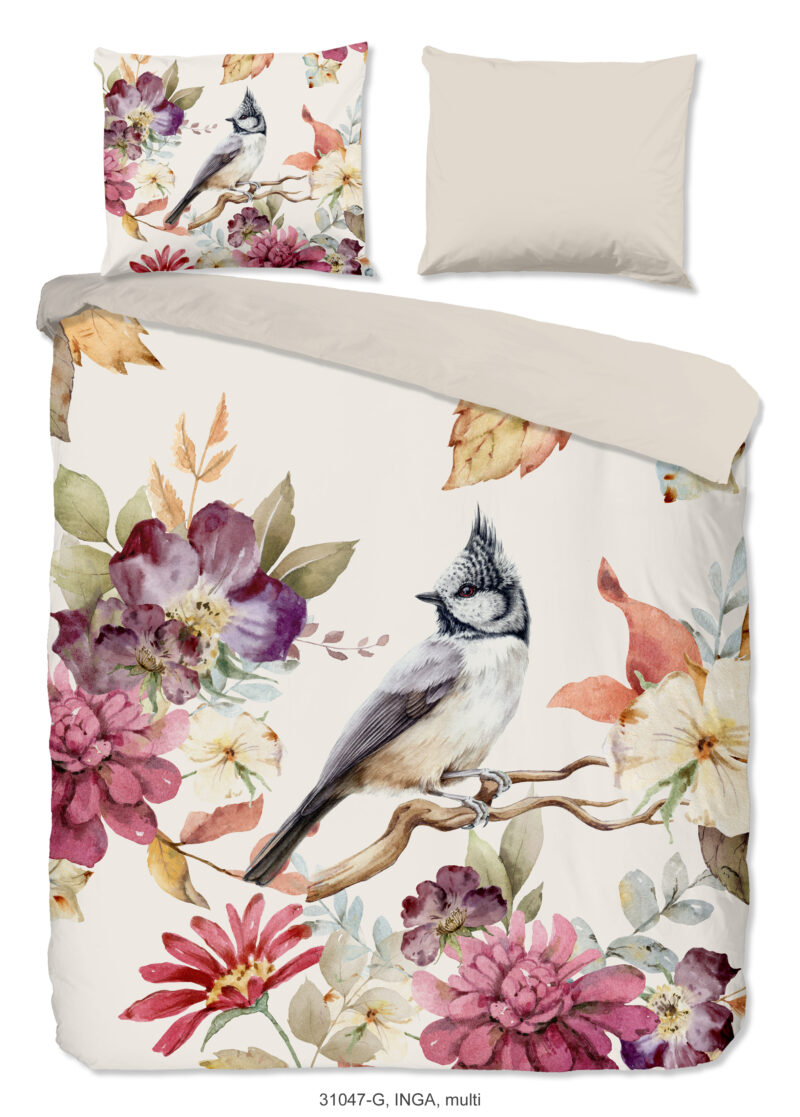 Good Morning Dekbedovertrek "bloemen en vogels" - Multi - (240x200/220 cm) - Katoen