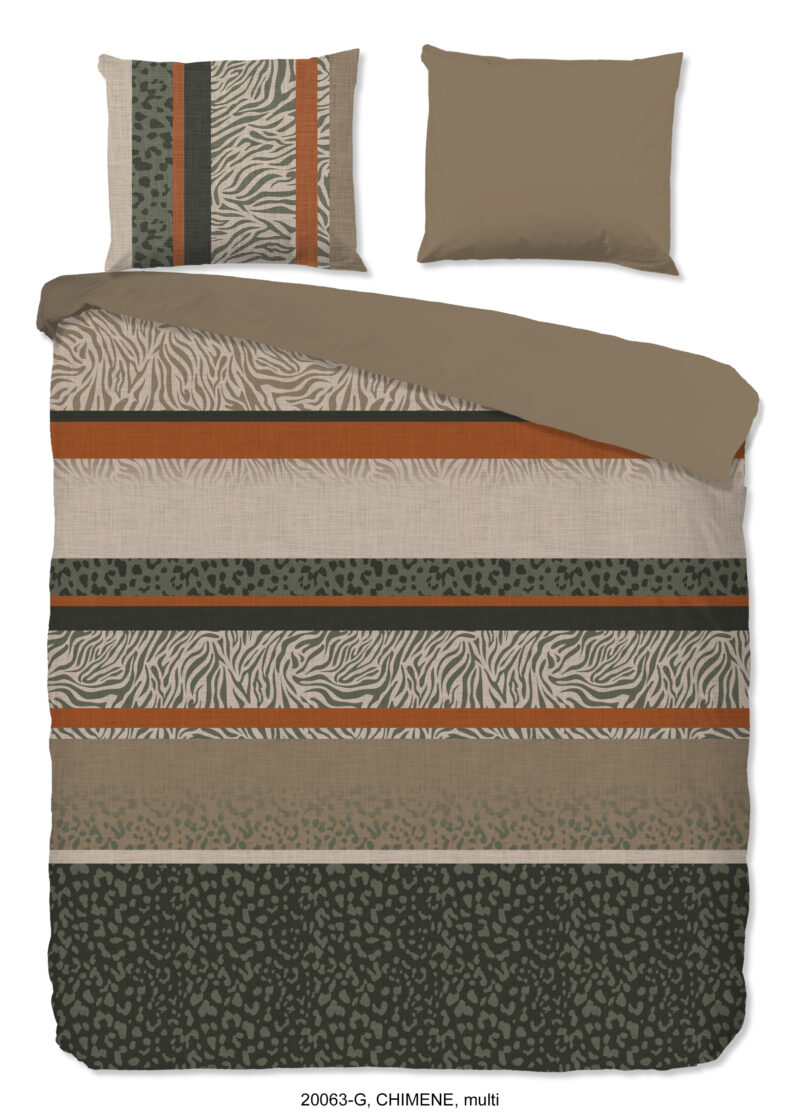 Good Morning Dekbedovertrek "dierenprint strepen" - Multi - (200x200/220 cm) - Katoen