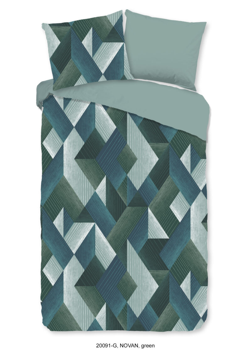 Good Morning Dekbedovertrek "grafische print" - Groen - (140x200/220 cm) - Katoen