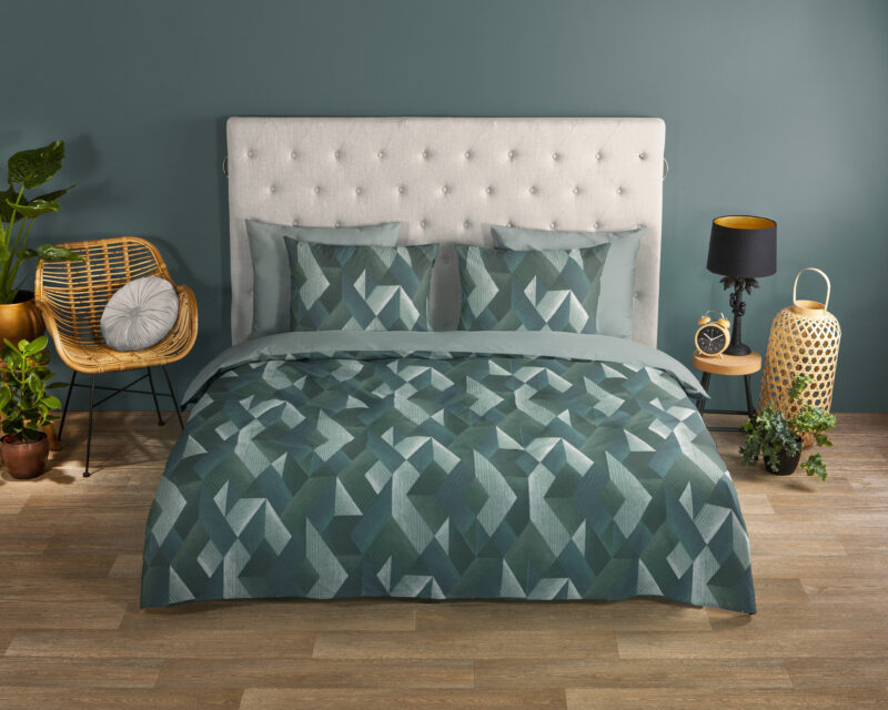 Good Morning Katoenen dekbedovertrek  "Novan" - Groen