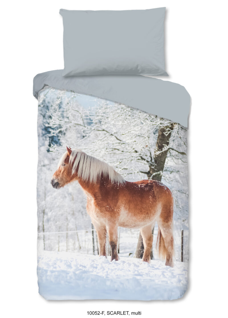 Good Morning Dekbedovertrek "haflinger paard in de sneeuw" - Multi - (140x200 cm) - Katoen Flanel