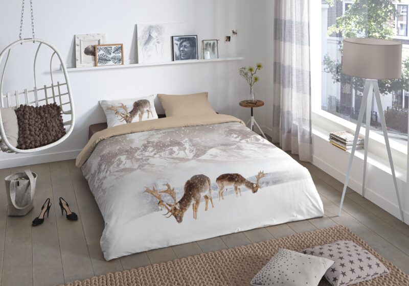 Good Morning Flanellen dekbedovertrek  "Winter" - Zand