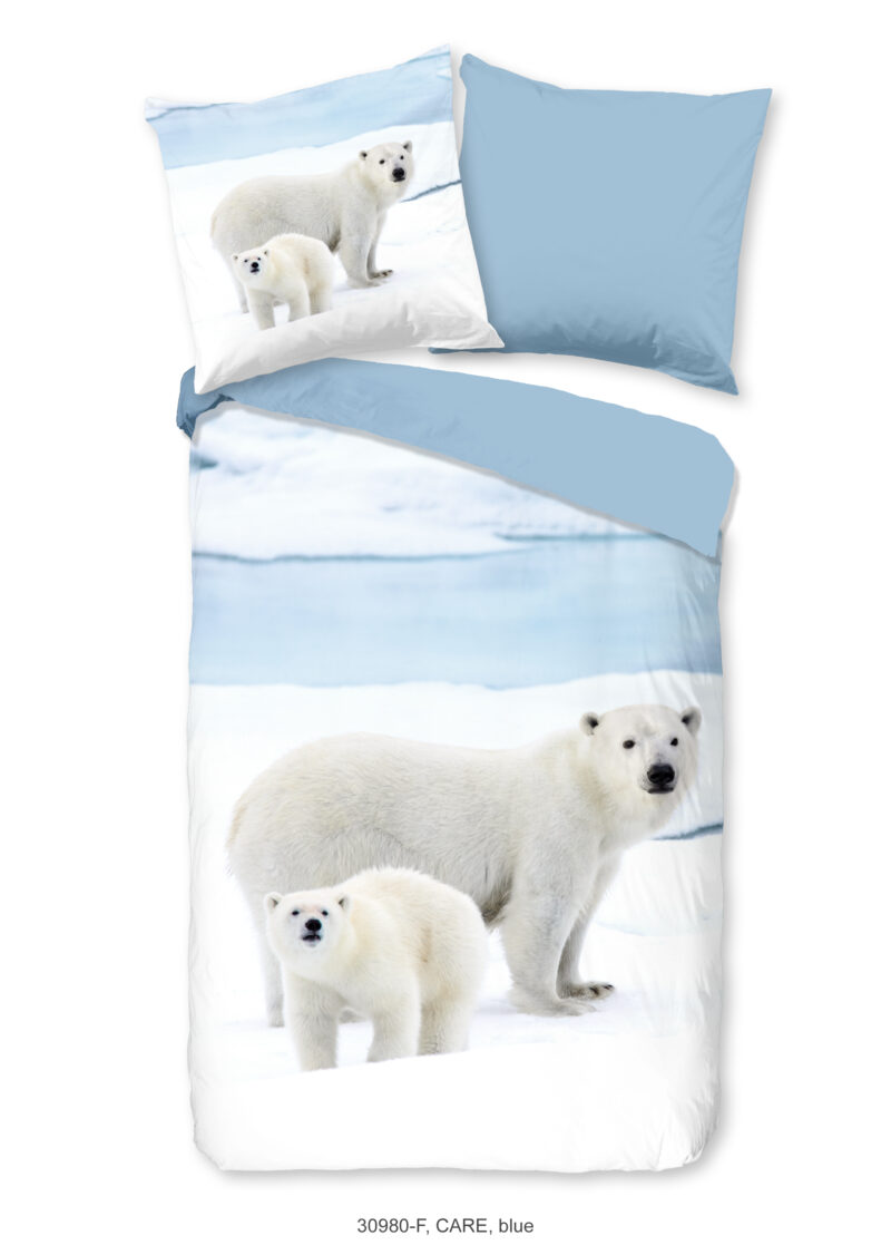 Good Morning Dekbedovertrek "ijsberen" - Blauw - (135x200 cm) - Katoen Flanel