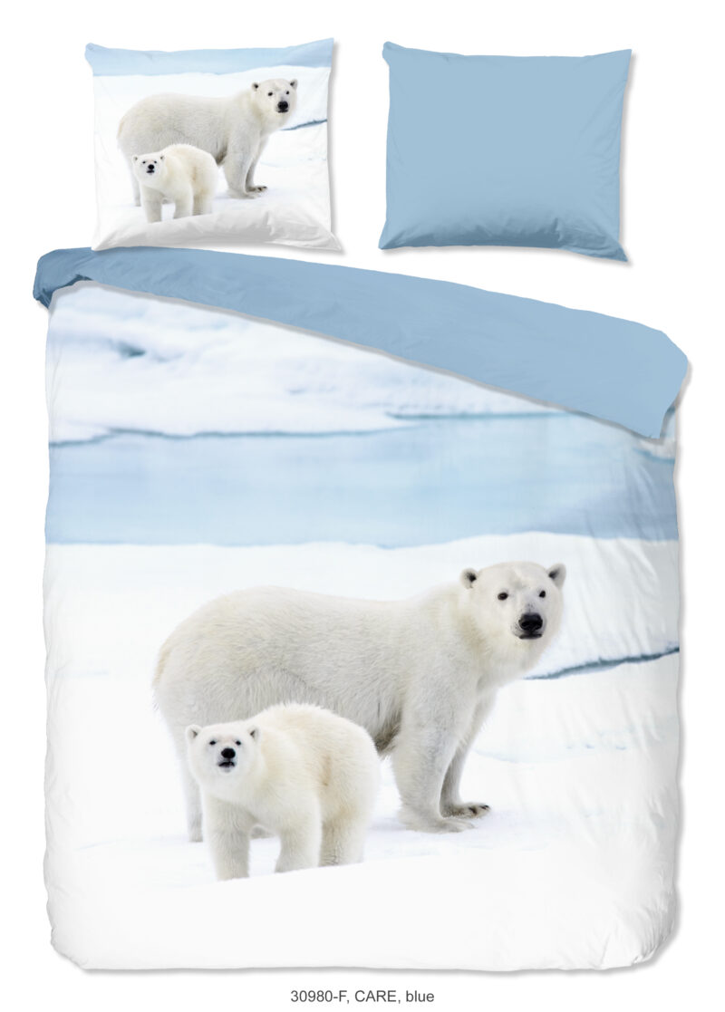 Good Morning Dekbedovertrek "ijsberen" - Blauw - (200x200/220 cm) - Katoen Flanel