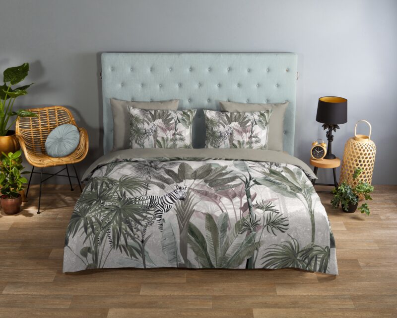 Good Morning Dekbedovertrek "jungle print" - Groen - (155x220 cm) - Katoen