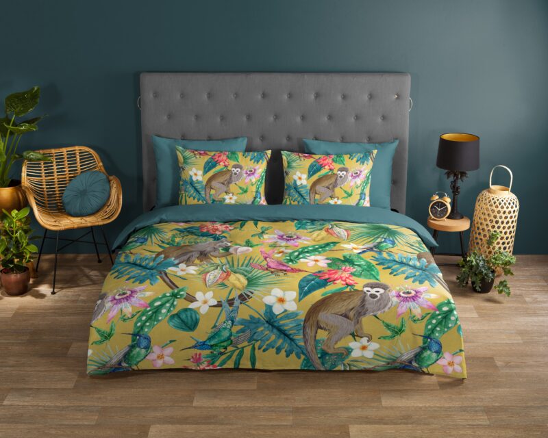 Good Morning Katoenen dekbedovertrek  "Meet" - Oker