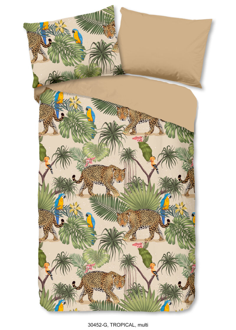 Good Morning Dekbedovertrek "luipaard met bladeren" - Zand - (140x200 cm) - Katoen