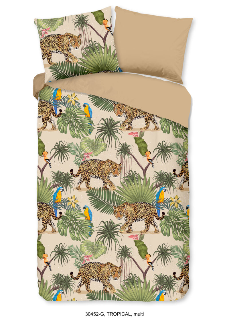 Good Morning Dekbedovertrek "luipaard met bladeren" - Zand - (140x200/220 cm) - Katoen