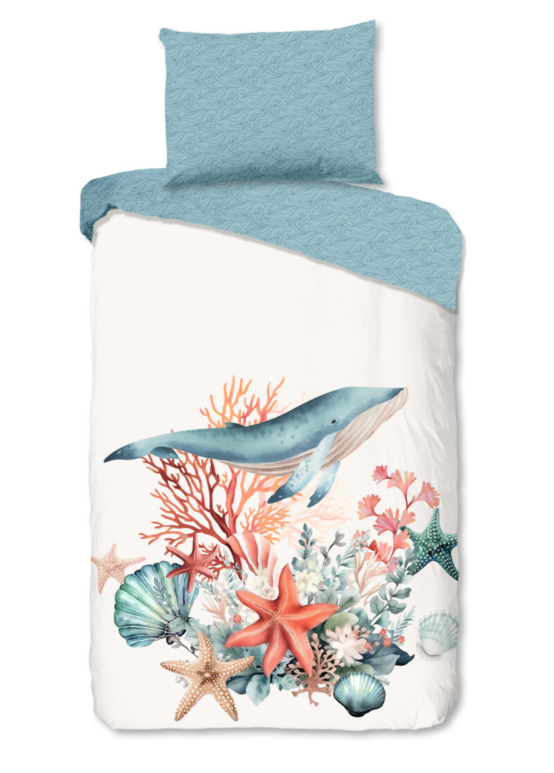 Good Morning Dekbedovertrek "maritiem/ zee thema" - Wit - (140x200 cm) - Katoen