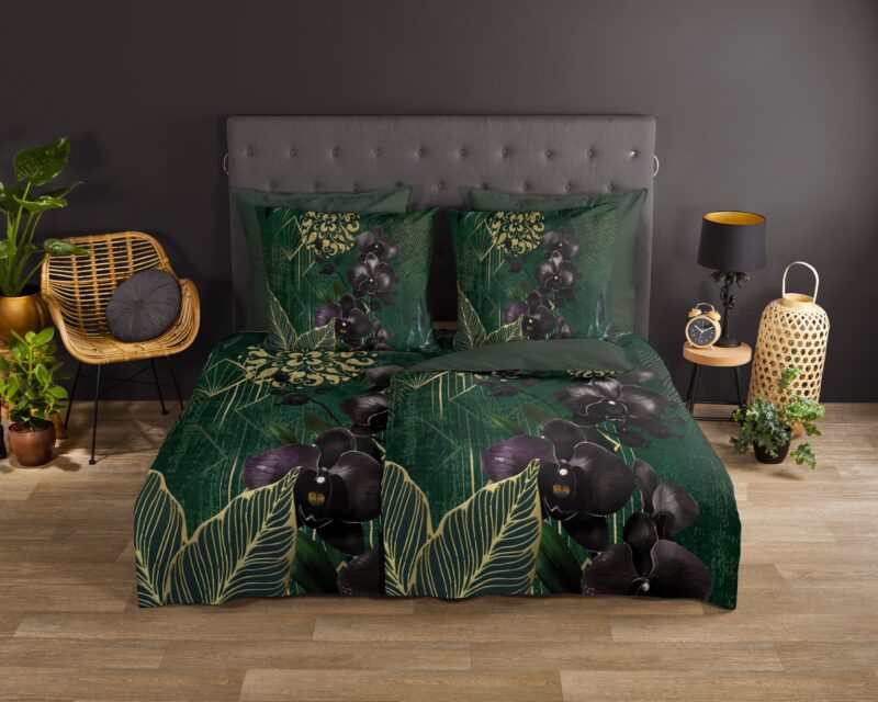 Good Morning Katoenen dekbedovertrek  "Esmee" - Groen