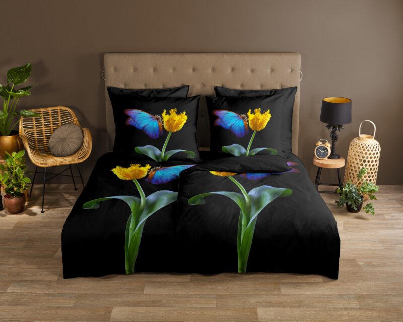 Good Morning Katoenen dekbedovertrek  "Hamburg" - Zwart