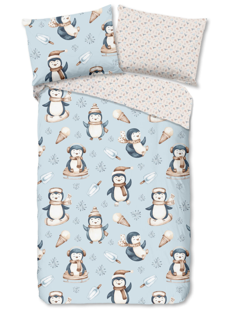 Good Morning Dekbedovertrek "pinguins" - Multi - (140x200 cm) - Katoen Flanel