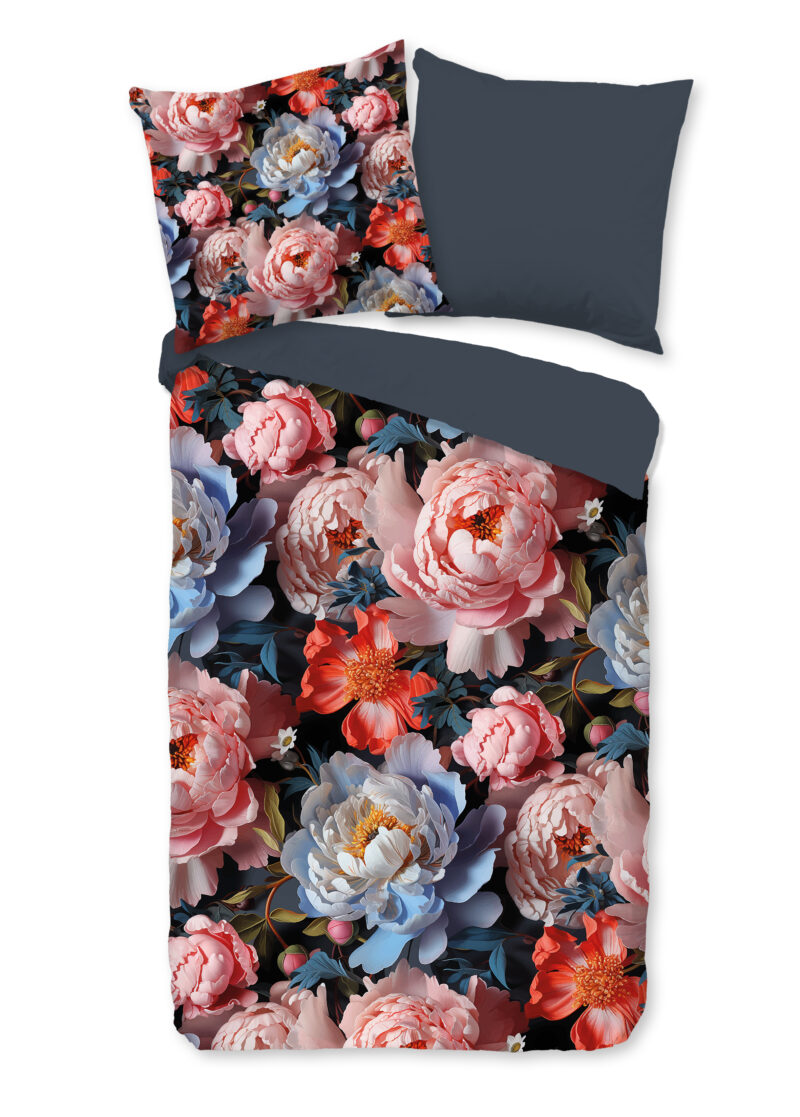 Good Morning Dekbedovertrek "pioenrozen/ bloemen" - Multi - (155x220 cm) - Katoen