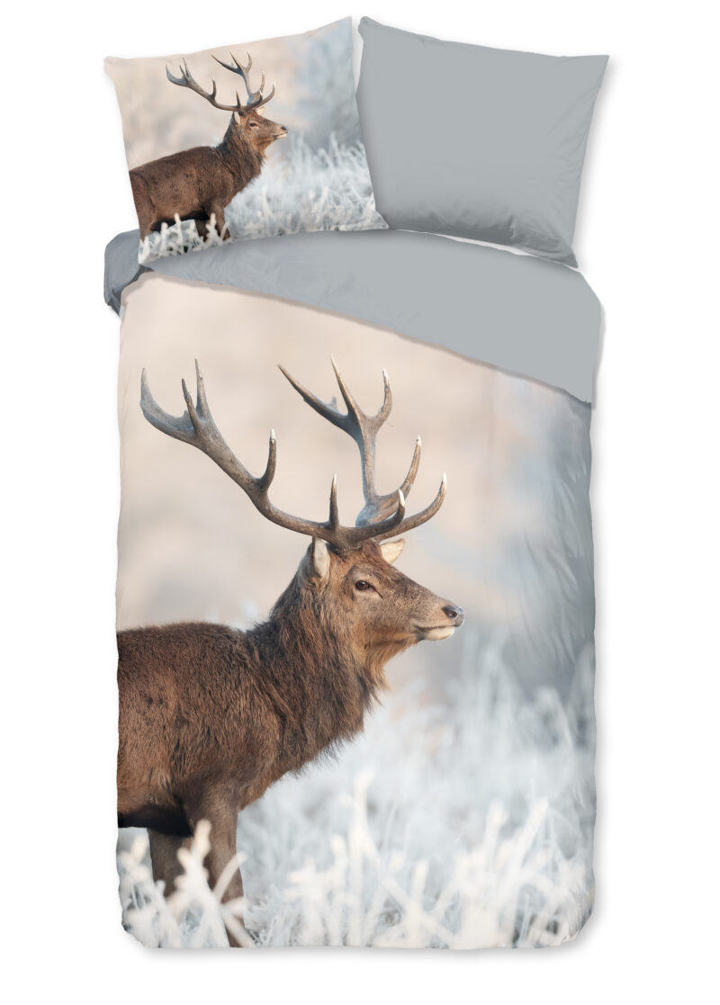 Good Morning Dekbedovertrek "rendier" - Grijs - (140x200/220 cm) - Katoen
