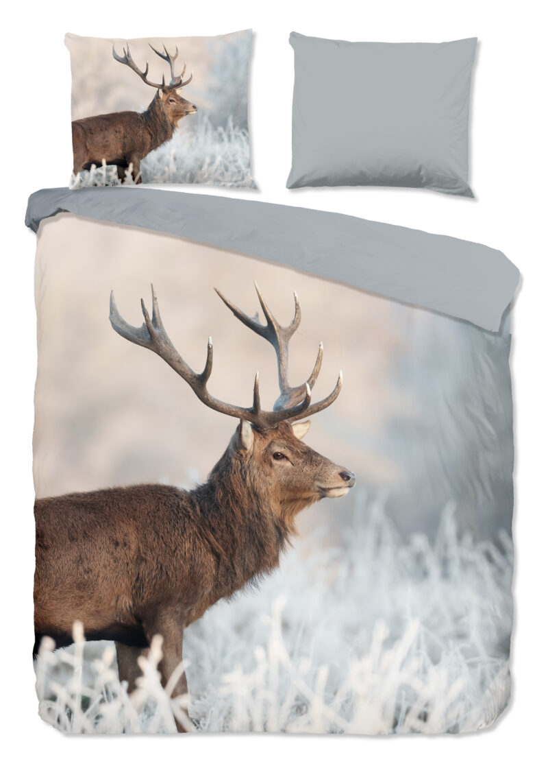Good Morning Dekbedovertrek "rendier" - Grijs - (200x200/220 cm) - Katoen