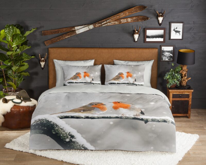 Good Morning Flanellen dekbedovertrek  "Greets" - Grijs