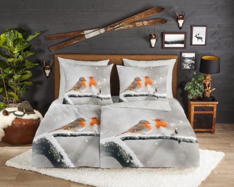 Good Morning Flanellen dekbedovertrek  "Greets" - Grijs