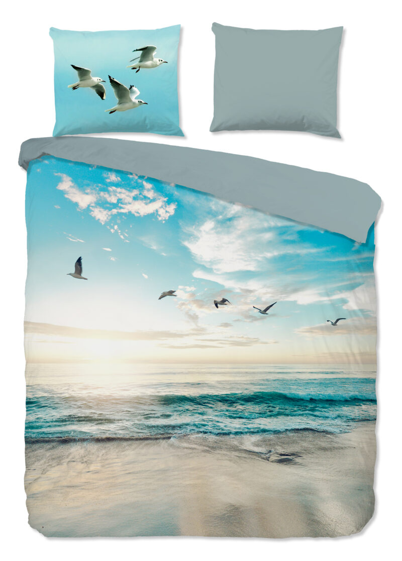 Good Morning Dekbedovertrek "strand/ zee" - Aqua - (240x200/220 cm) - Katoen