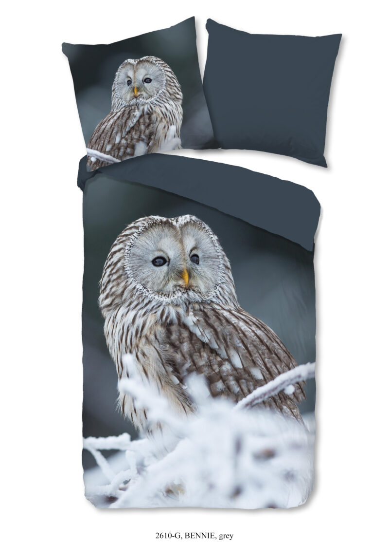 Good Morning Dekbedovertrek "uil" - Grijs - (155x220 cm) - Katoen