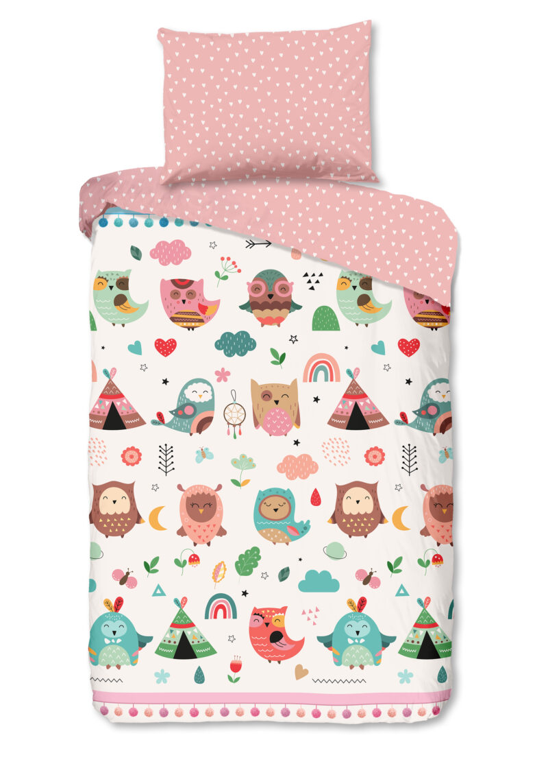 Good Morning Dekbedovertrek "uilen in boho thema" - Multi - (140x200 cm) - Katoen