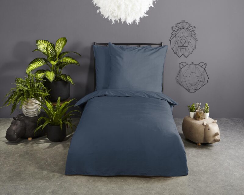 Good Morning Katoenen dekbedovertrek  "uni Denim" - Blauw