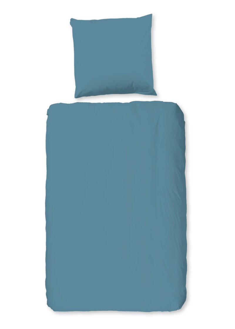 Good Morning Dekbedovertrek "uni dessin" - Blauw - (135x200 cm) - Katoen