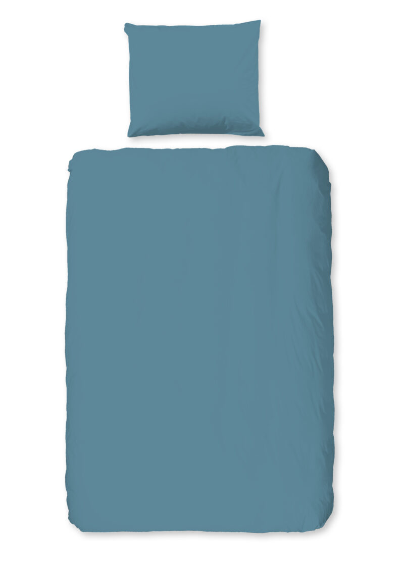 Good Morning Dekbedovertrek "uni dessin" - Blauw - (140x200/220 cm) - Katoen