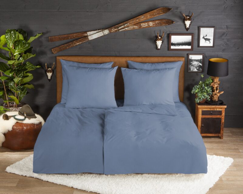 Good Morning Flanellen dekbedovertrek  "flanel uni ice blauw" - Blauw