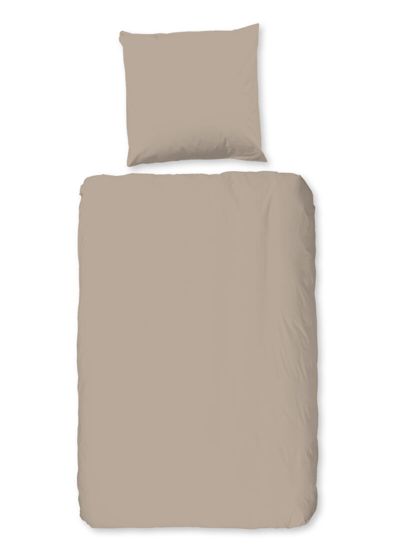 Good Morning Dekbedovertrek "uni dessin" - Zand - (200x200 cm) - Katoen Flanel