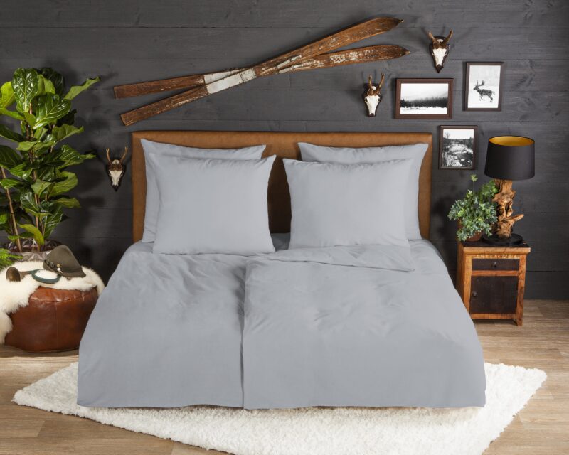 Good Morning Flanellen dekbedovertrek  "flanel uni zilver" - Zilver