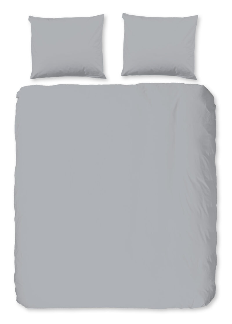 Good Morning Dekbedovertrek "uni dessin" - Zilver - (200x200/220 cm) - Katoen Flanel