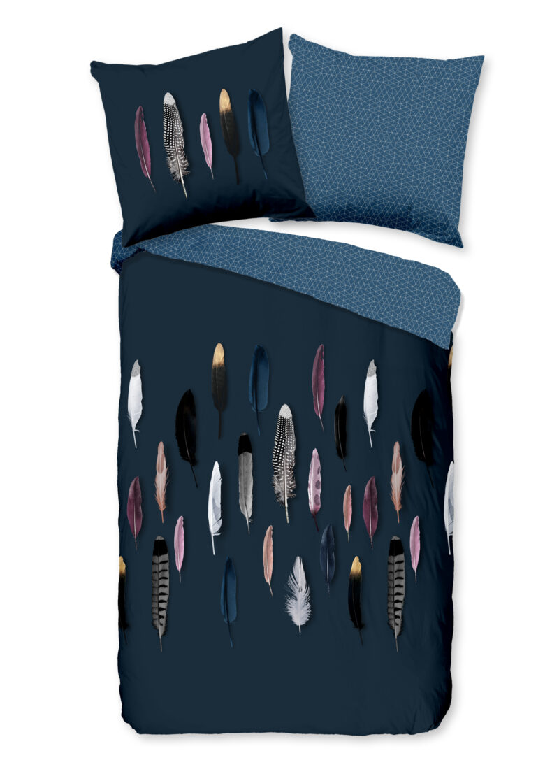 Good Morning Dekbedovertrek "veren" - Blauw - (135x200 cm) - Katoen