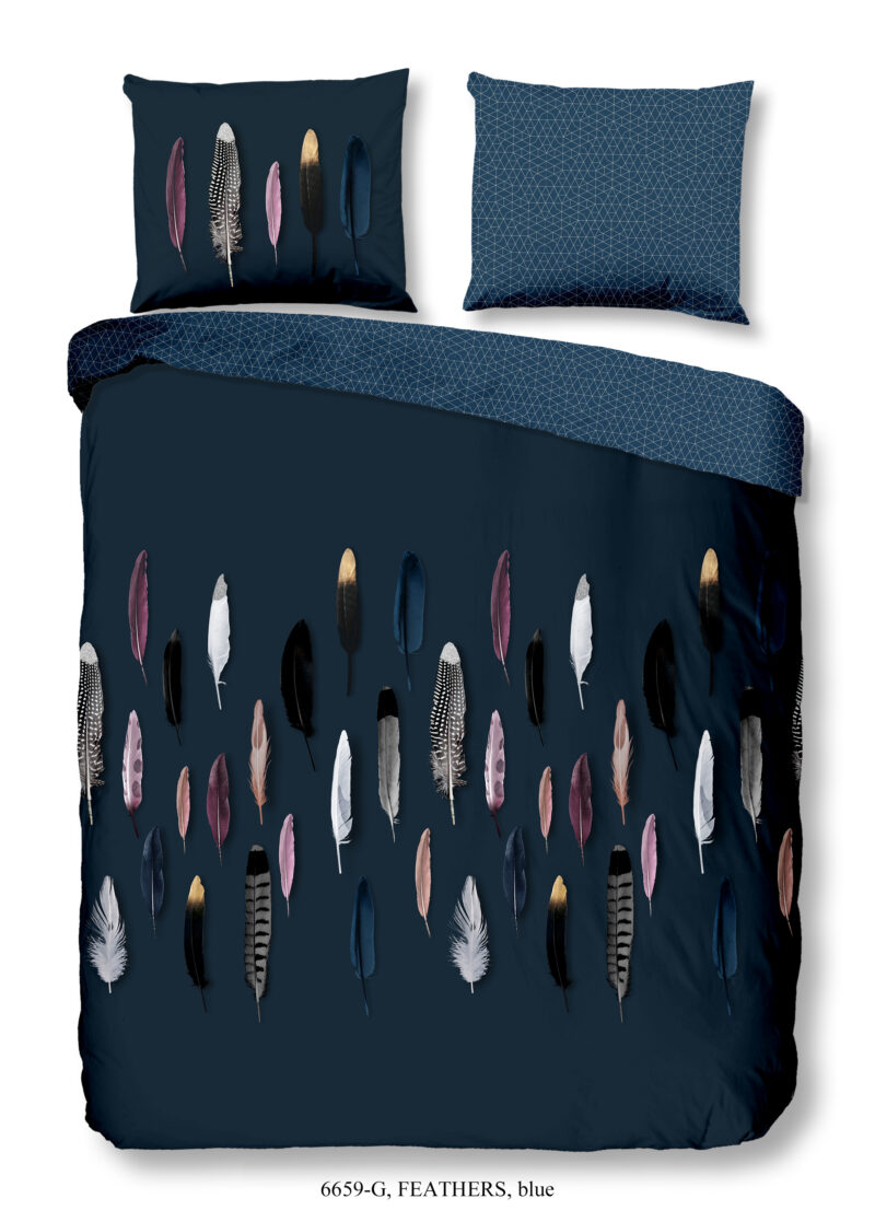 Good Morning Dekbedovertrek "veren" - Blauw - (240x200/220 cm) - Katoen