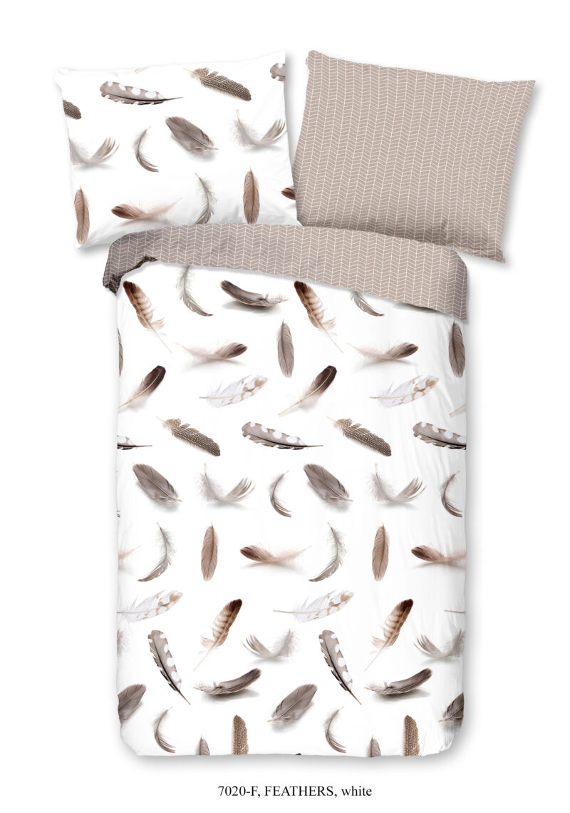 Good Morning Dekbedovertrek "veren" - Wit - (140x200 cm) - Katoen Flanel