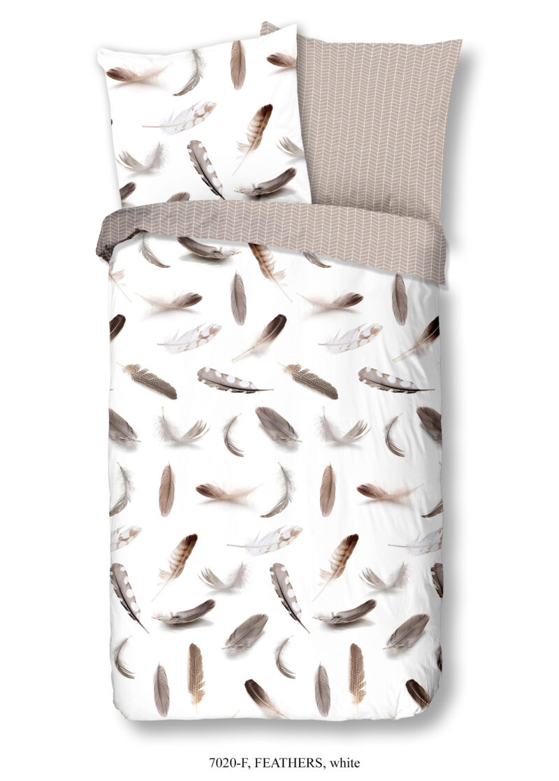 Good Morning Dekbedovertrek "veren" - Wit - (200x200 cm) - Katoen Flanel