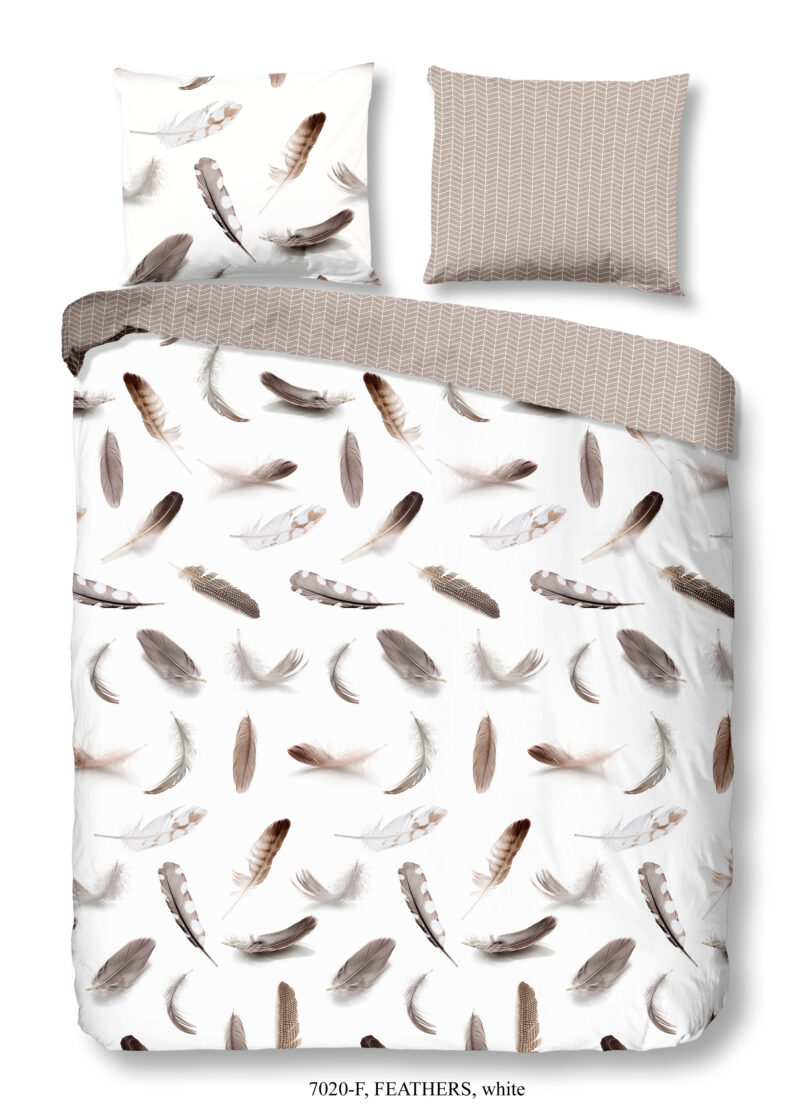 Good Morning Dekbedovertrek "veren" - Wit - (200x200/220 cm) - Katoen Flanel