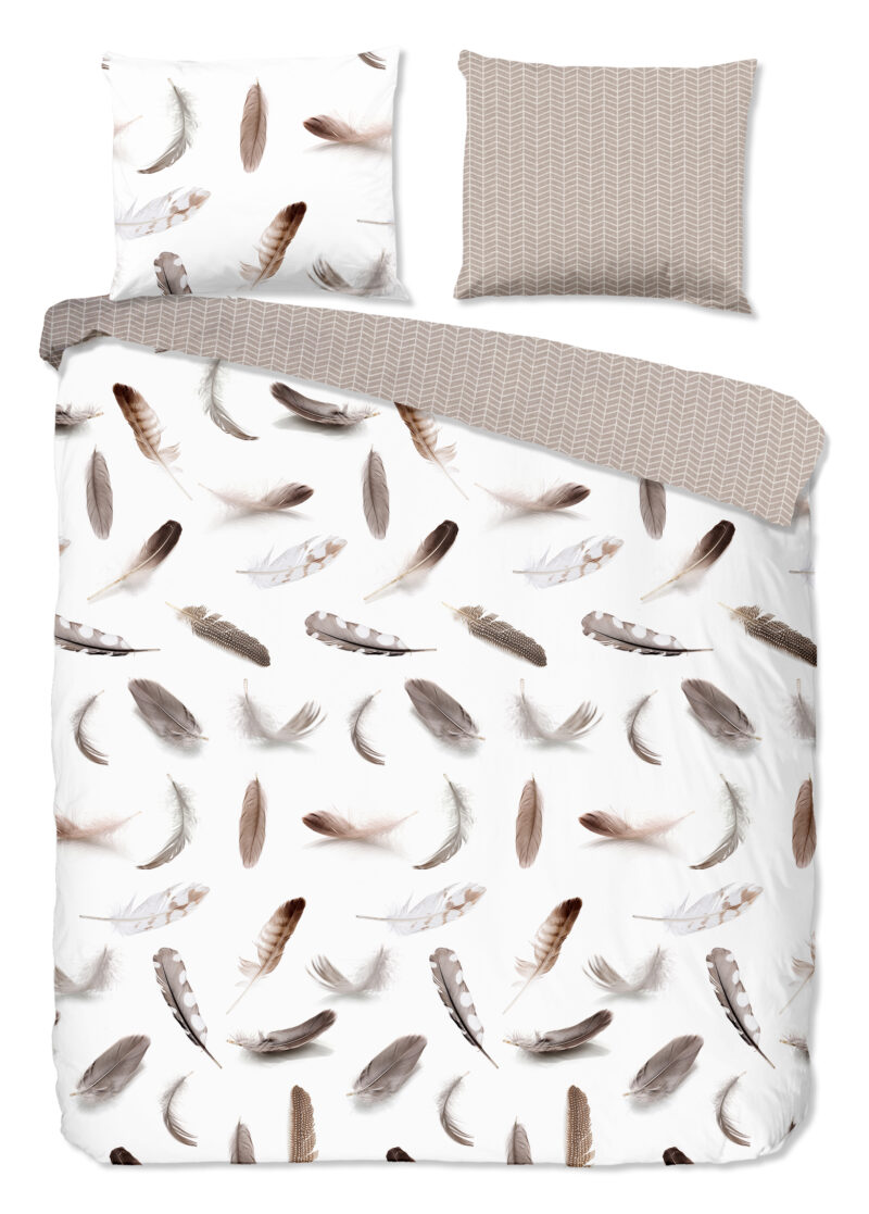 Good Morning Dekbedovertrek "veren" - Wit - (240x200/220 cm) - Katoen Flanel