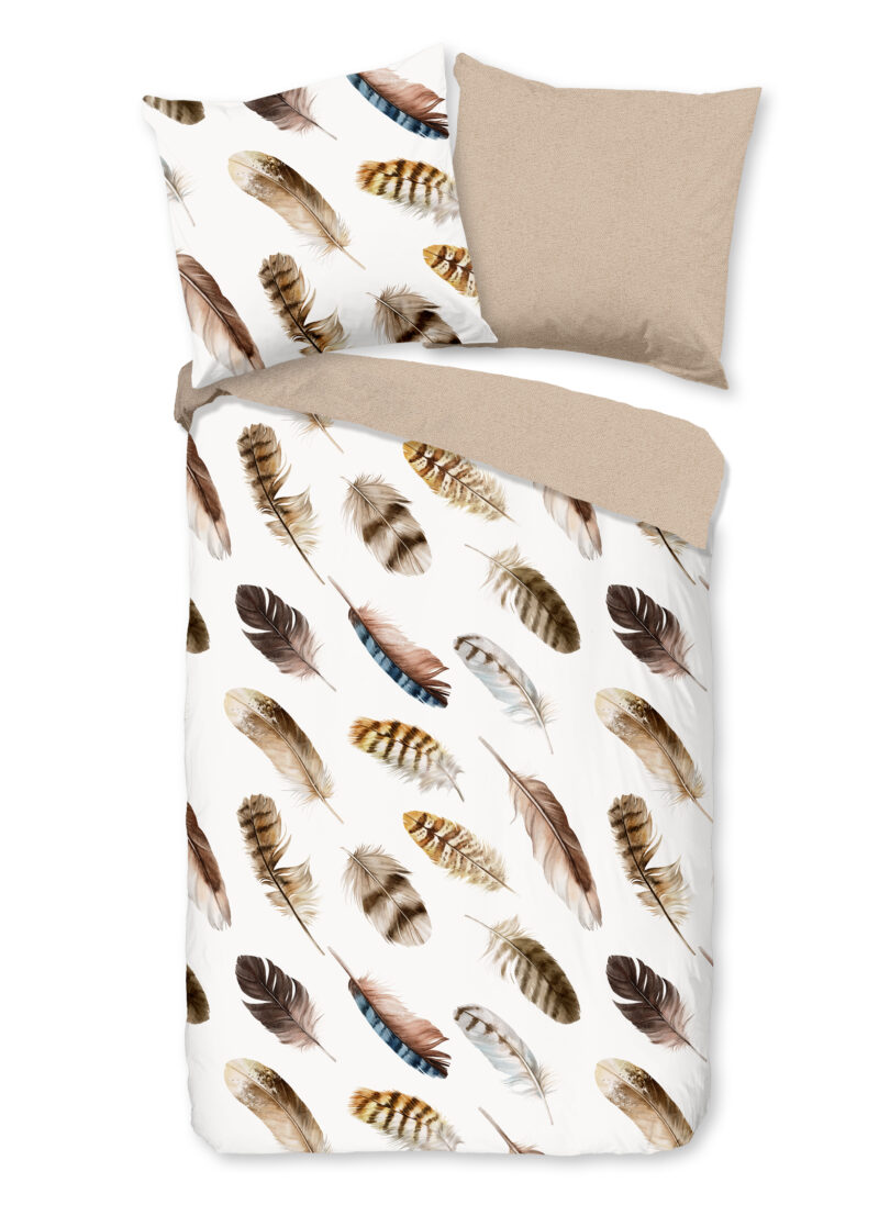 Good Morning Dekbedovertrek "veren" - Zand - (135x200 cm) - Katoen