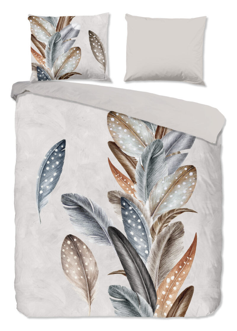 Good Morning Dekbedovertrek "veren" - Zand - (200x200/220 cm) - Katoen Flanel