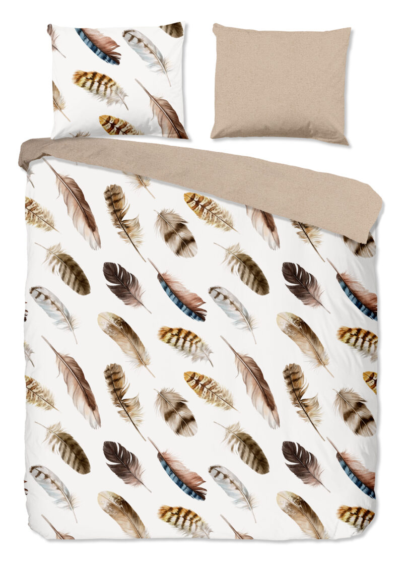 Good Morning Dekbedovertrek "veren" - Zand - (200x200/220 cm) - Katoen