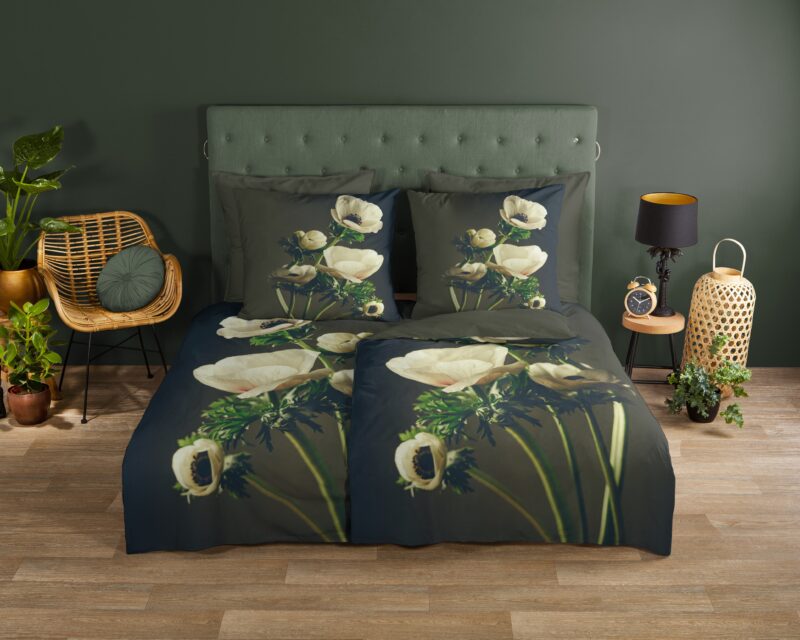Good Morning Katoenen dekbedovertrek  "Leipzig" - Groen