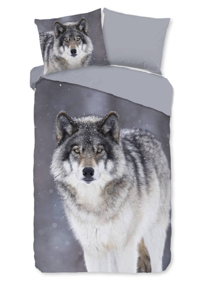Good Morning Dekbedovertrek "wolf" - Grijs - (140x200/220 cm) - Katoen Flanel