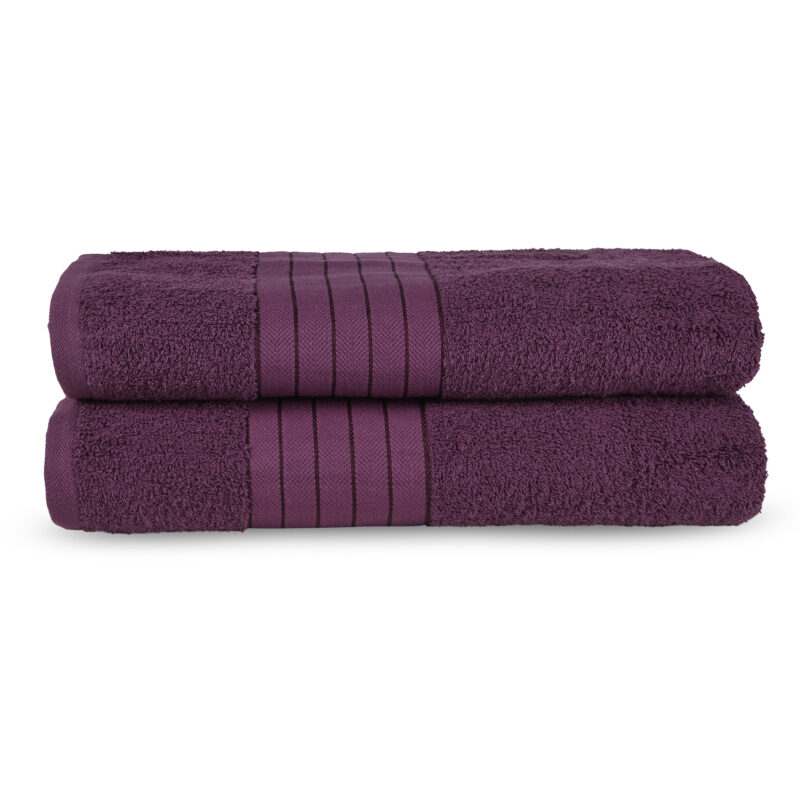 Good Morning Handdoeken set van 2 "Uni" - Bordeaux - (70x140 cm) - Katoen