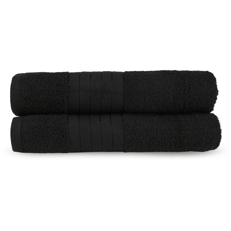 Good Morning Handdoeken set van 2 "Uni" - Zwart - (70x140 cm) - Katoen