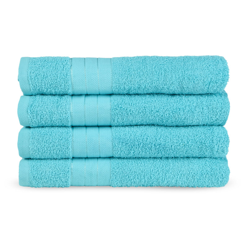 Good Morning Handdoeken set van 4 "Uni" - Aqua - (50x100 cm) - Katoen