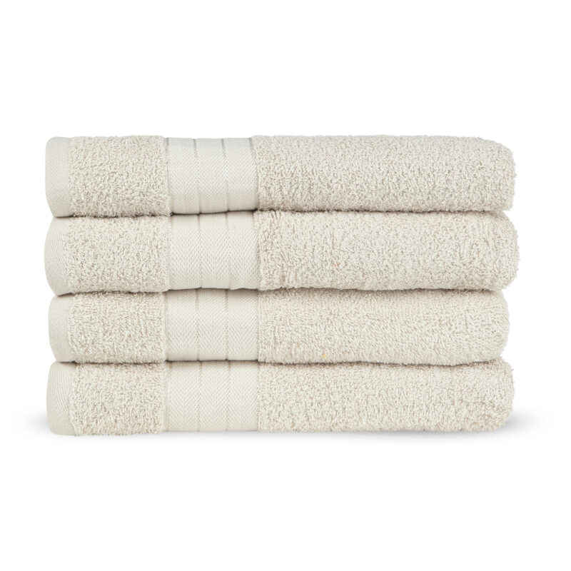 Good Morning Handdoeken set van 4 "Uni" - Beige - (50x100 cm) - Katoen