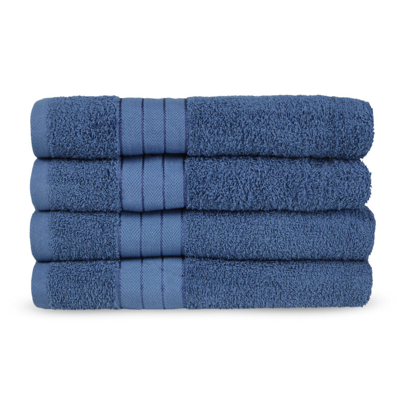 Good Morning Handdoeken set van 4 "Uni" - Blauw - (50x100 cm) - Katoen