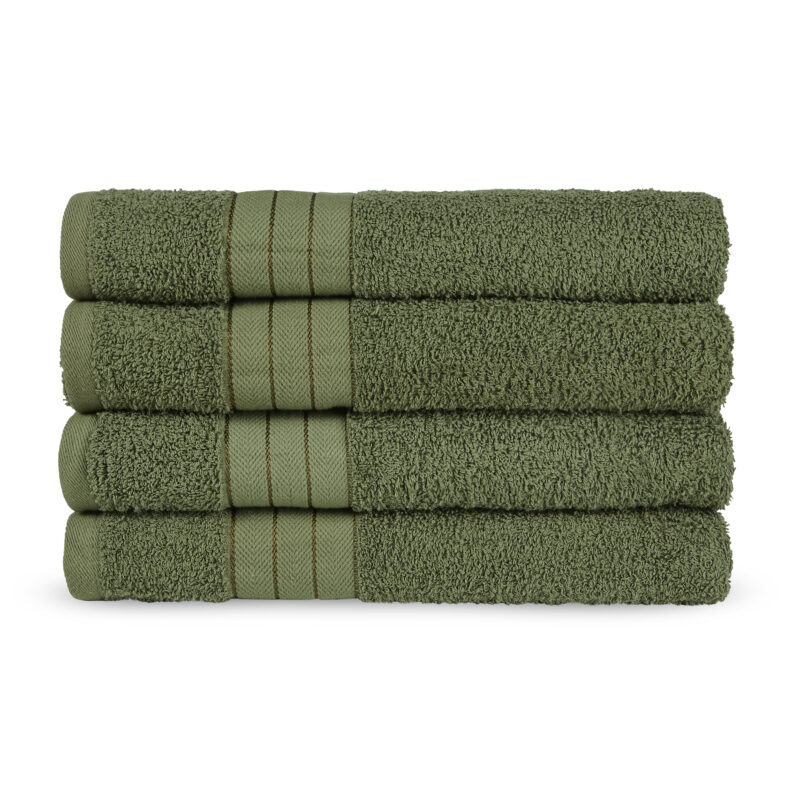 Good Morning Handdoeken set van 4 "Uni" - Groen - (50x100 cm) - Katoen